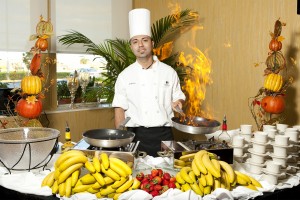 Chef with Flaming Bananas Foster
